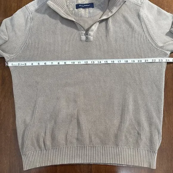 Tommy Bahama Coastal Shores 1/2 Zip Sweater Gray Knit 100% Cotton Size Large - Picture 6 of 11